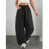 imageATHMILE Barrel Sweatpants Women Fall Fashion Wide Leg Pants 2025 Baggy Lounge Comfy Flowy Sweat Pants with PocketsBlack