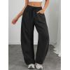 imageATHMILE Barrel Sweatpants Women Fall Fashion Wide Leg Pants 2025 Baggy Lounge Comfy Flowy Sweat Pants with PocketsBlack