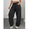 imageATHMILE Barrel Sweatpants Women Fall Fashion Wide Leg Pants 2025 Baggy Lounge Comfy Flowy Sweat Pants with PocketsBlack
