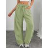imageATHMILE Barrel Sweatpants Women Fall Fashion Wide Leg Pants 2025 Baggy Lounge Comfy Flowy Sweat Pants with PocketsGreen