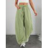 imageATHMILE Barrel Sweatpants Women Fall Fashion Wide Leg Pants 2025 Baggy Lounge Comfy Flowy Sweat Pants with PocketsGreen