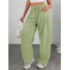 imageATHMILE Barrel Sweatpants Women Fall Fashion Wide Leg Pants 2025 Baggy Lounge Comfy Flowy Sweat Pants with PocketsGreen