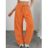 imageATHMILE Barrel Sweatpants Women Fall Fashion Wide Leg Pants 2025 Baggy Lounge Comfy Flowy Sweat Pants with PocketsOrange