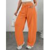 imageATHMILE Barrel Sweatpants Women Fall Fashion Wide Leg Pants 2025 Baggy Lounge Comfy Flowy Sweat Pants with PocketsOrange