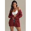imageATHMILE Cardigan Sweaters for Women Fashion Chunky Cardigans 2025 Fall Outfits Womens Long Sleeve Cable Knit Button CoatsWine Red