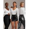imageATHMILE Deep V Neck Long Sleeve Bodysuits for Women Sexy Going Out Tops Body SuitsRed