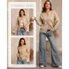 imageATHMILE Fall Long Sleeve Cardigans for Women Sweater Fashion Open Front Winter Button Down Crewneck Loose Knit Jacket 2025Khaki