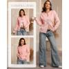 imageATHMILE Fall Long Sleeve Cardigans for Women Sweater Fashion Open Front Winter Button Down Crewneck Loose Knit Jacket 2025Pink
