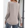 imageATHMILE Fall Long Sleeve Shirts for Women Business Casual Crewneck Tops Dressy Blouses with Smocked Cuffs Teacher OutfitsKhaki Stripe