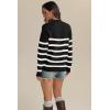 imageATHMILE Fall Turtleneck Striped Sweaters for Women 2025 Winter Long Sleeve Knit Sweater Pullover Tops Deco with Metal ButtonsBlack