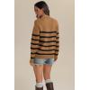imageATHMILE Fall Turtleneck Striped Sweaters for Women 2025 Winter Long Sleeve Knit Sweater Pullover Tops Deco with Metal ButtonsKhaki