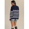 imageATHMILE Fall Turtleneck Striped Sweaters for Women 2025 Winter Long Sleeve Knit Sweater Pullover Tops Deco with Metal ButtonsNavy