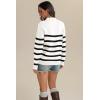 imageATHMILE Fall Turtleneck Striped Sweaters for Women 2025 Winter Long Sleeve Knit Sweater Pullover Tops Deco with Metal ButtonsWhite