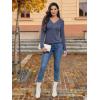 imageATHMILE Long Sleeve Shirts for Women Early Fall Fashion Tops 2025 Casual V Neck Button Blouses Tunic Tops for LeggingsBlue