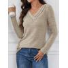 imageATHMILE Long Sleeve Shirts for Women Early Fall Fashion Tops 2025 Casual V Neck Button Blouses Tunic Tops for LeggingsKhaki