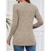 imageATHMILE Long Sleeve Shirts for Women Early Fall Fashion Tops 2025 Casual V Neck Button Blouses Tunic Tops for LeggingsKhaki