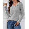 imageATHMILE Long Sleeve Shirts for Women Early Fall Fashion Tops 2025 Casual V Neck Button Blouses Tunic Tops for LeggingsLight Gray