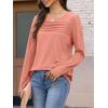 imageATHMILE Long Sleeve Shirts for Women Fall Fashion Tops 2025 Dressy Casual Blouses Trendy Pleated Tunic OutfitsCoral