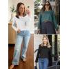imageATHMILE Long Sleeve Shirts for Women Fall Fashion Tops 2025 Dressy Casual Blouses Trendy Pleated Tunic OutfitsFloral White
