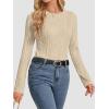 imageATHMILE Long Sleeve Shirts for Women Work Business Casual Dressy Tops Trendy Textured Fitted Spring Fashion Clothes BlouseApricot
