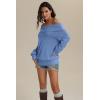 imageATHMILE Off The Shoulder Sweaters for Women Fall Outfits 2025 Fashion Long Sleeve Oversized Chunky Knit Pullover SweaterBlue