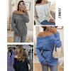 imageATHMILE Off The Shoulder Sweaters for Women Fall Outfits 2025 Fashion Long Sleeve Oversized Chunky Knit Pullover SweaterGrey