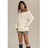 imageATHMILE Off The Shoulder Sweaters for Women Fall Outfits 2025 Fashion Long Sleeve Oversized Chunky Knit Pullover SweaterWhite