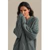 imageATHMILE Oversized Cable Knit Sweaters for Women Fall Fashion Outfits Long Sleeve Loose Crewneck Winter Clothes 2025Grey Blue
