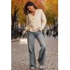 imageATHMILE Oversized Cardigan Sweaters for Women Lightweight Button VNeck Casual Open Front Knit Fall Outfits 2025Apricot