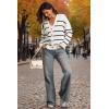 imageATHMILE Oversized Cardigan Sweaters for Women Lightweight Button VNeck Casual Open Front Knit Fall Outfits 2025Striped White