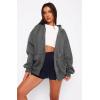 imageATHMILE Oversized Hoodies for Women Fall Sweatshirts Zip Up Hoodie Casual Jackets Y2k Fashion Outfits Winter Clothes 2025Dark Grey