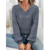 imageATHMILE Sweaters for Women Fall Outfits Oversized Long Sleeve V Neck Crochet Sweaters Lightweight Knit Pullover JumperBlue