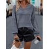 imageATHMILE Sweaters for Women Fall Outfits Oversized Long Sleeve V Neck Crochet Sweaters Lightweight Knit Pullover JumperBlue