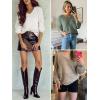 imageATHMILE Sweaters for Women Fall Outfits Oversized Long Sleeve V Neck Crochet Sweaters Lightweight Knit Pullover JumperCamel