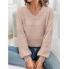 imageATHMILE Sweaters for Women Fall Outfits Oversized Long Sleeve V Neck Crochet Sweaters Lightweight Knit Pullover JumperDusty Pink