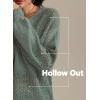 imageATHMILE Sweaters for Women Fall Outfits Oversized Long Sleeve V Neck Crochet Sweaters Lightweight Knit Pullover JumperMist Green