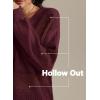 imageATHMILE Sweaters for Women Fall Outfits Oversized Long Sleeve V Neck Crochet Sweaters Lightweight Knit Pullover JumperWine Red