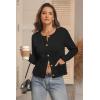 imageATHMILE Women Striped Cardigan Sweaters Button Down Cropped Fall Fashion Outfits Winter Clothes Knit Lady Jackets Coat 2025Black