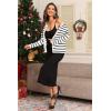 imageATHMILE Women Striped Cardigan Sweaters Button Down Cropped Fall Fashion Outfits Winter Clothes Knit Lady Jackets Coat 2025Black White Stripe