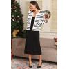 imageATHMILE Women Striped Cardigan Sweaters Button Down Cropped Fall Fashion Outfits Winter Clothes Knit Lady Jackets Coat 2025Black White Stripe
