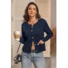 imageATHMILE Women Striped Cardigan Sweaters Button Down Cropped Fall Fashion Outfits Winter Clothes Knit Lady Jackets Coat 2025Navy Blue