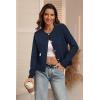imageATHMILE Women Striped Cardigan Sweaters Button Down Cropped Fall Fashion Outfits Winter Clothes Knit Lady Jackets Coat 2025Navy Blue