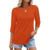 imageATHMILE Womens 34 Sleeve TShirts Summer Tops Fall Fashion Blouses Beach Vacation Clothes Spring Tunic 2025 TrendyOrange