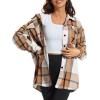 imageATHMILE Womens Casual Plaid Shacket Button Down Long Sleeve Shirt Fall Clothes for Women Tops SweaterApricot