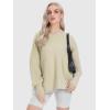 imageATHMILE Womens Crewneck Oversized Sweaters Batwing Long Sleeve Side Slit Ribbed Knit 2023 Fall Pullover TOPApricot