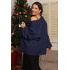 imageATHMILE Womens Fall Oversized Cardigan Sweaters Long Lantern Sleeve Knit Open Front Lightweight Winter Fashion Clothes 2025Navy Blue