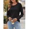 imageATHMILE Womens Long Sleeve Shirts Casual Loose Fit Tops Fall Fashion Outfits Dressy Basic Trendy Blouses ClothesBlack