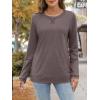 imageATHMILE Womens Long Sleeve Shirts Casual Loose Fit Tops Fall Fashion Outfits Dressy Basic Trendy Blouses ClothesGrey Purple
