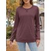 imageATHMILE Womens Long Sleeve Shirts Casual Loose Fit Tops Fall Fashion Outfits Dressy Basic Trendy Blouses ClothesWine Red