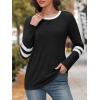 imageATHMILE Womens Long Sleeve Shirts Color Block Casual Crewneck Tops Tshirt Basic Tee Fall Fashion Clothes Trendy Outfits 2025Black